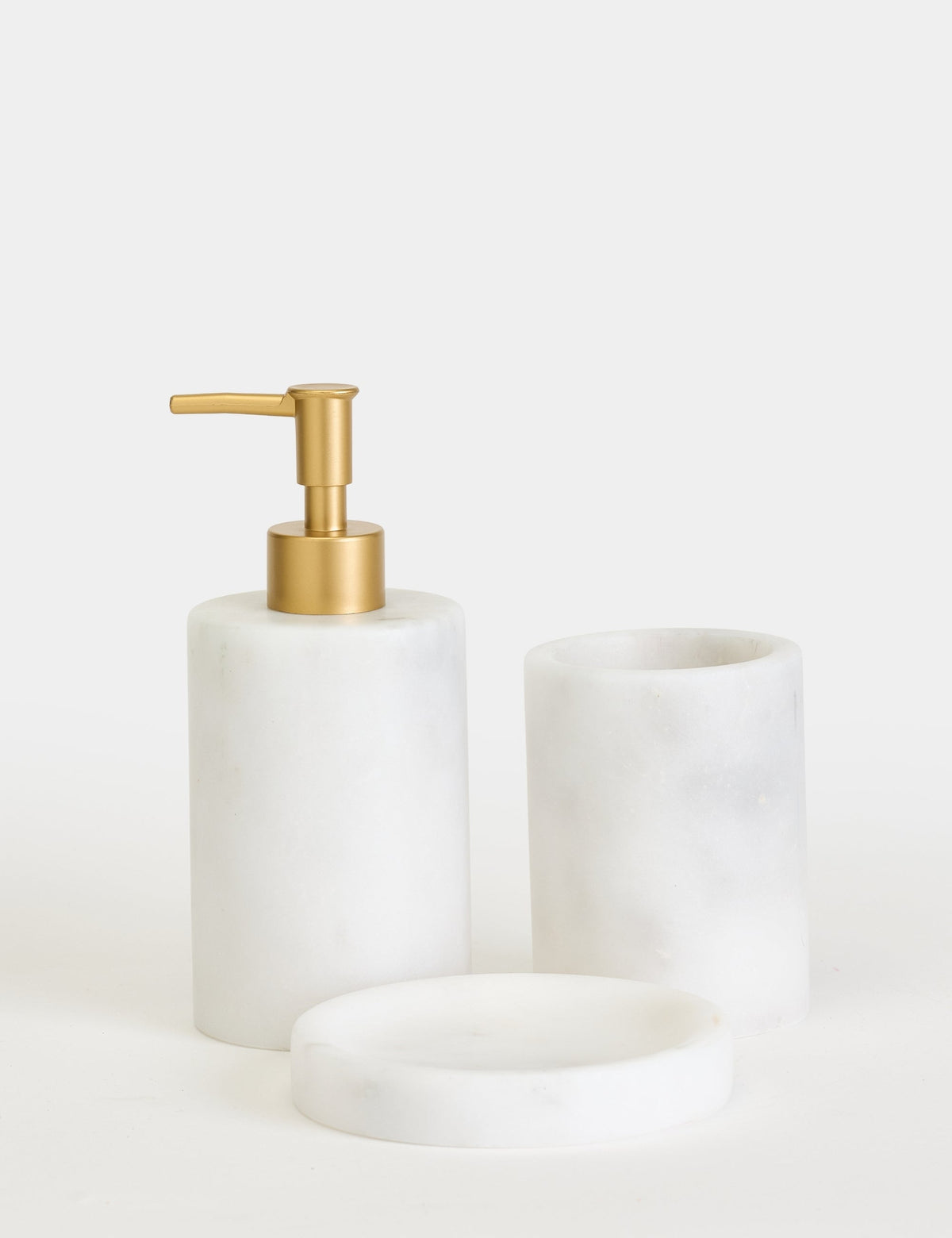 Flora Mermer 3'lü Banyo Seti - Mat Gold