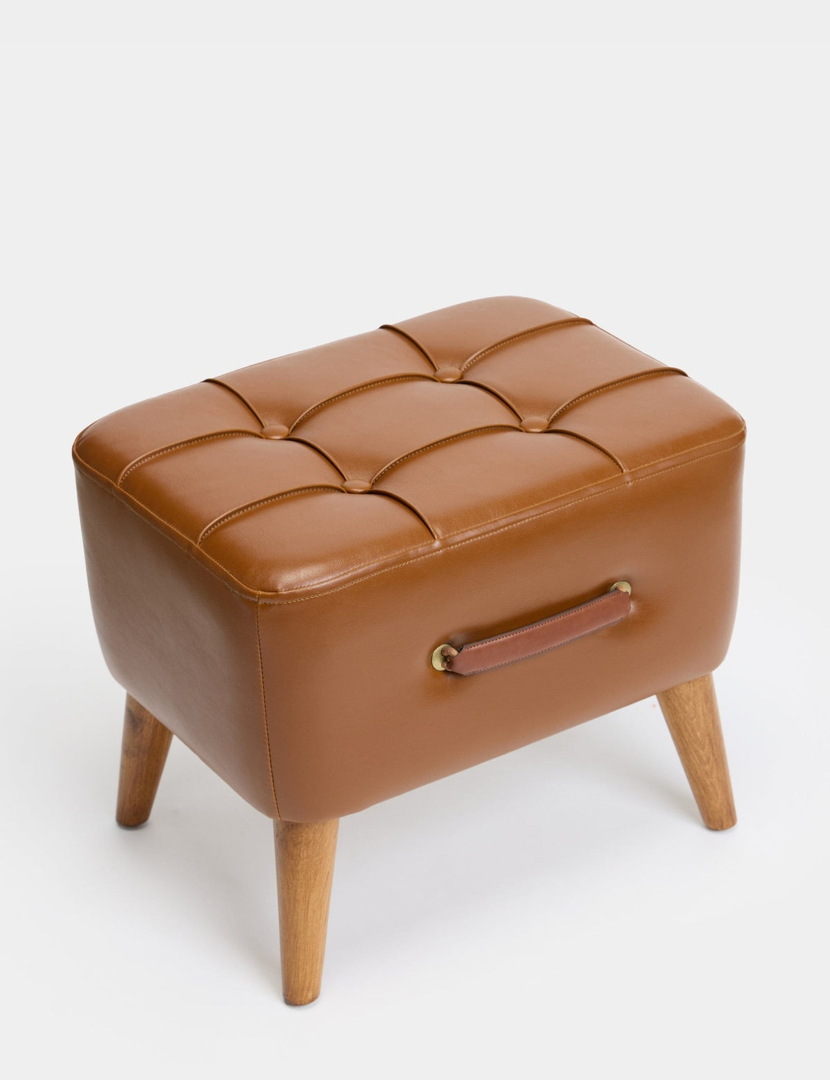 Ottocase Nostaljik El Yapımı Kapitone Deri Puf - Kahverengi