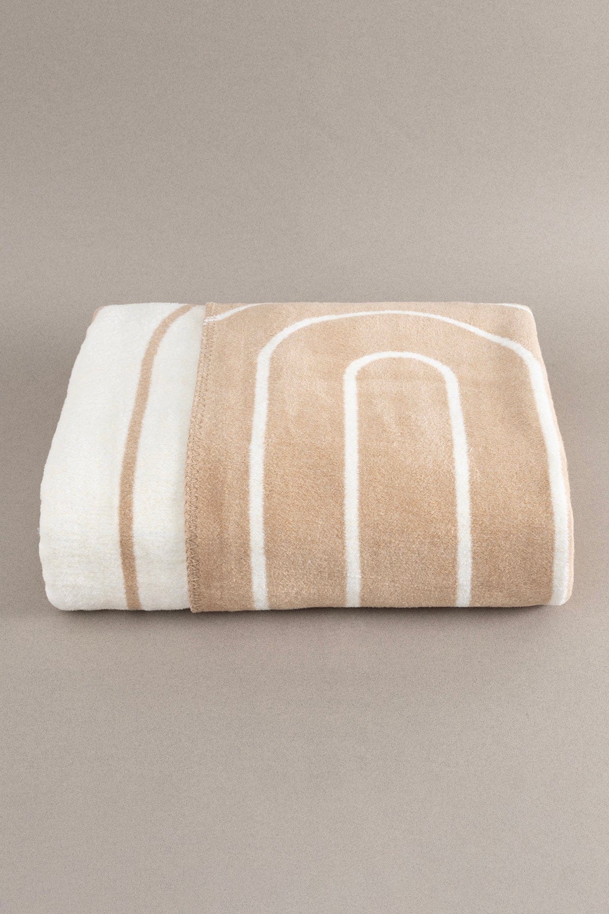 Twin Battaniye Soft Pamuklu Çift Kişilik Battaniye Kahve Krem 200 x 220 5028A