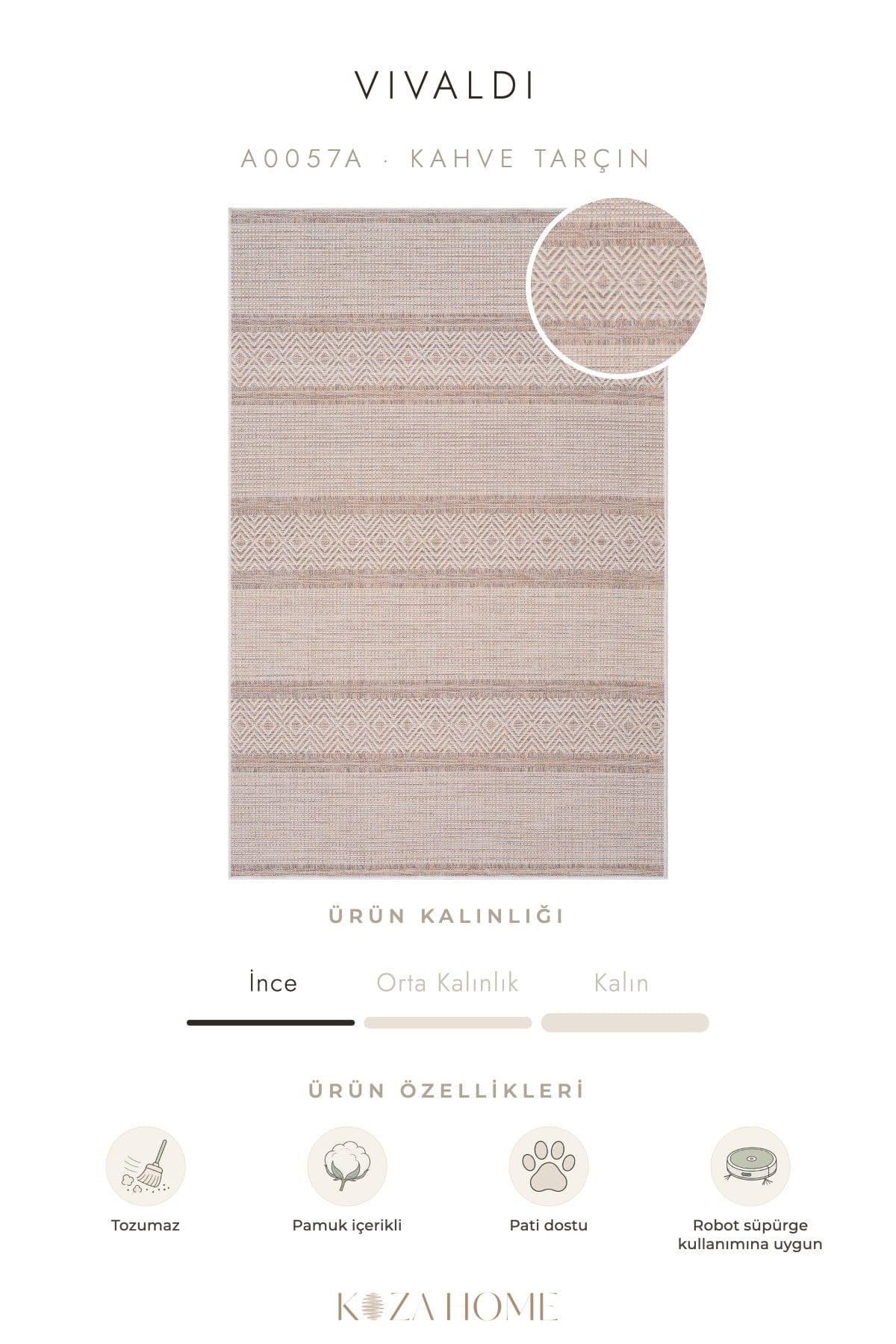 Vivaldi Kahve Tarçın Modern Halı A0057A
