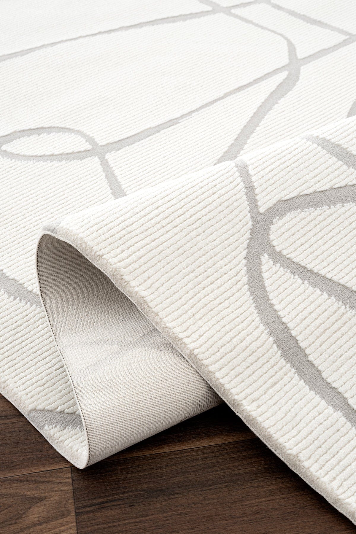 Farahan Krem Gri  Geometrik Desenli Halı A0858A