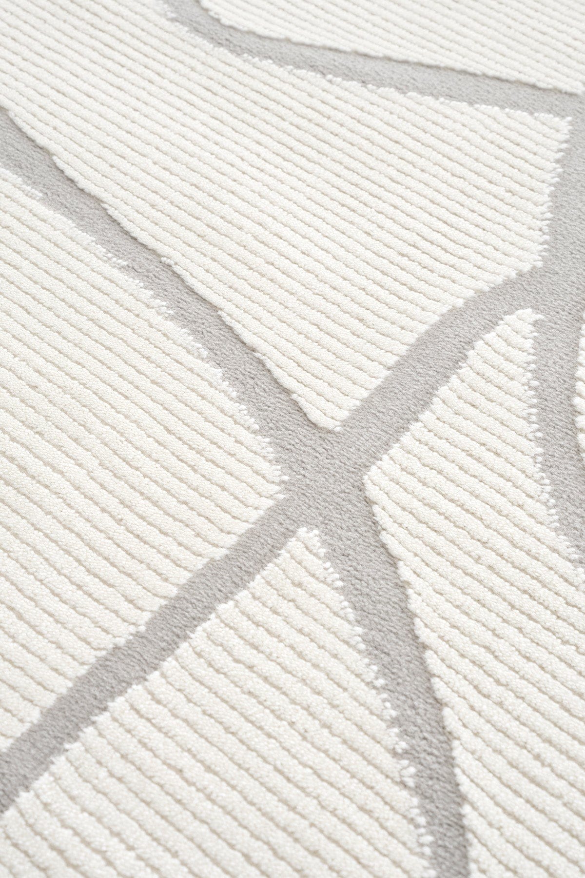 Farahan Krem Gri  Geometrik Desenli Halı A0858A