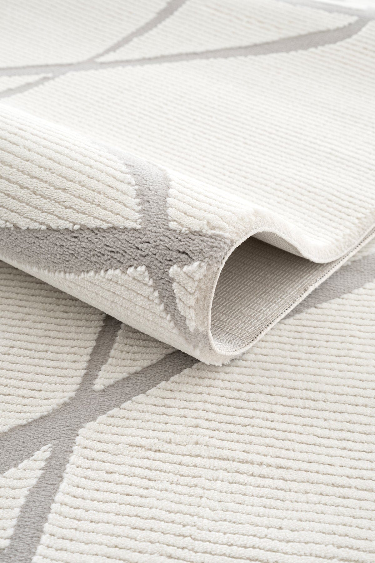 Farahan Krem Gri  Geometrik Desenli Halı A0858A