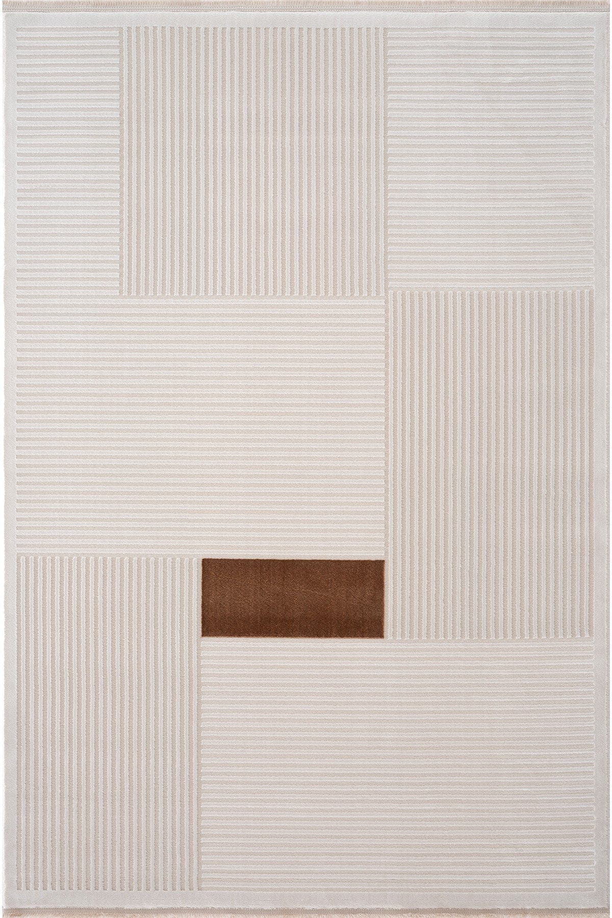 Farahan Krem Tarçın  Geometrik Desenli Halı A0859A