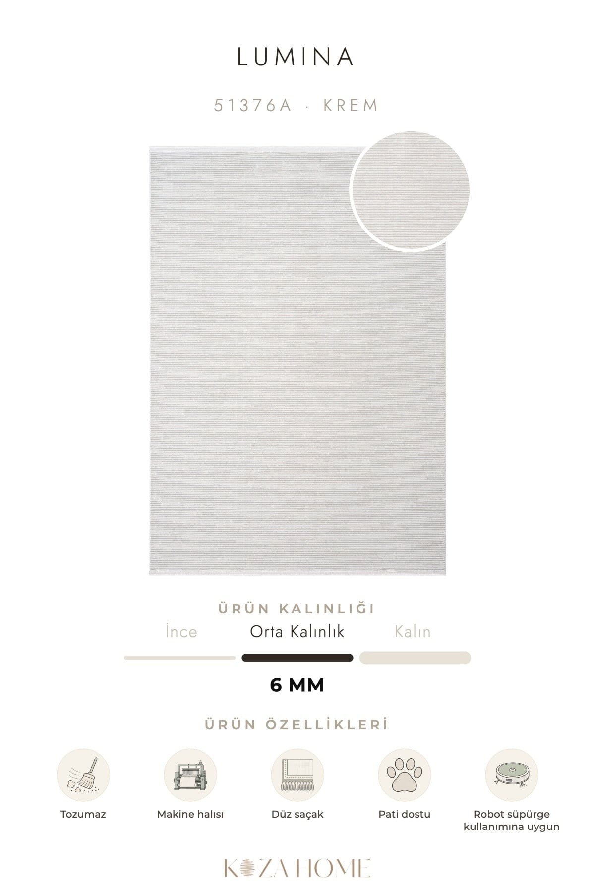 Lumina Krem Tozumaz Halı  51376A