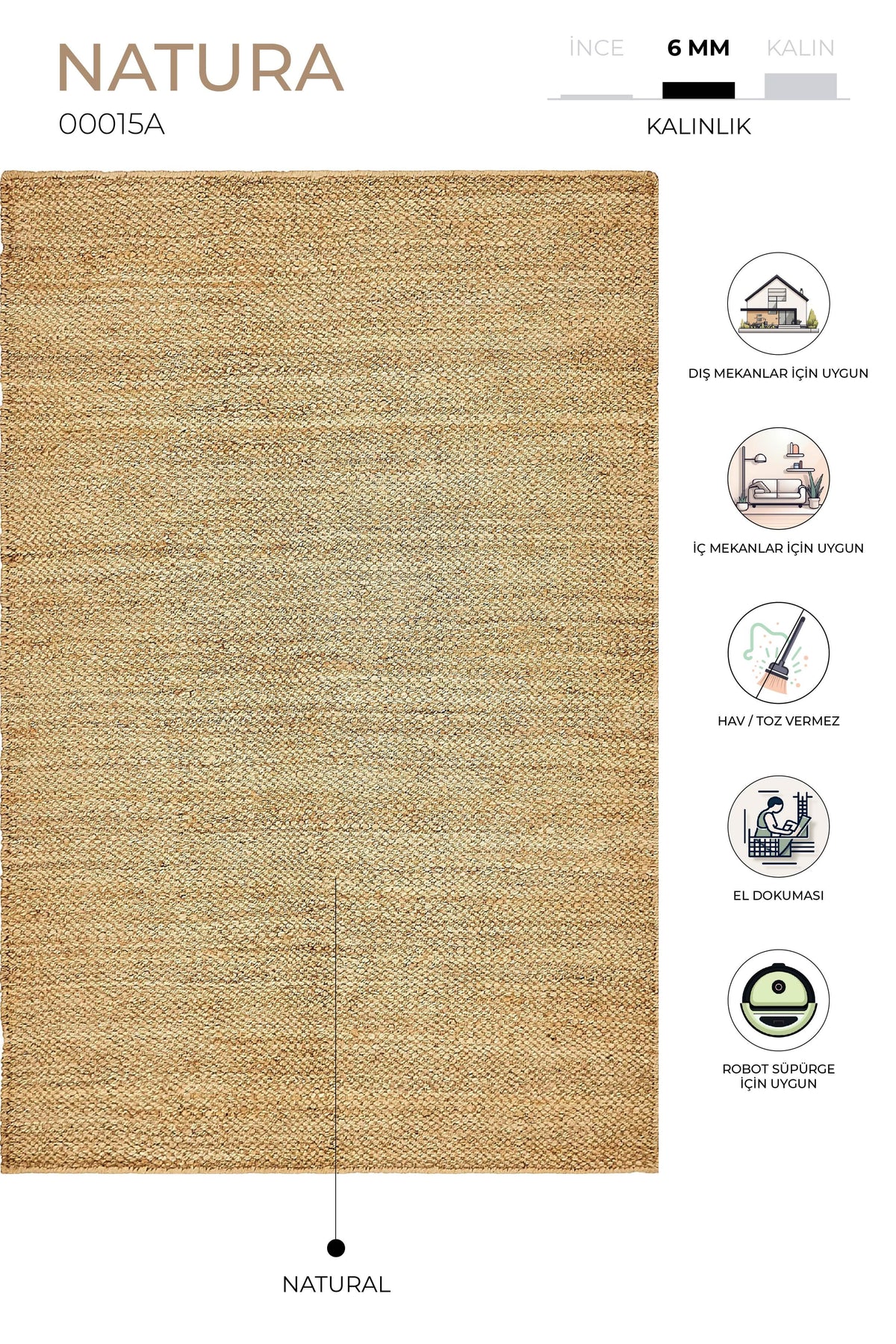 Natura Natural Jüt Halı 00015A