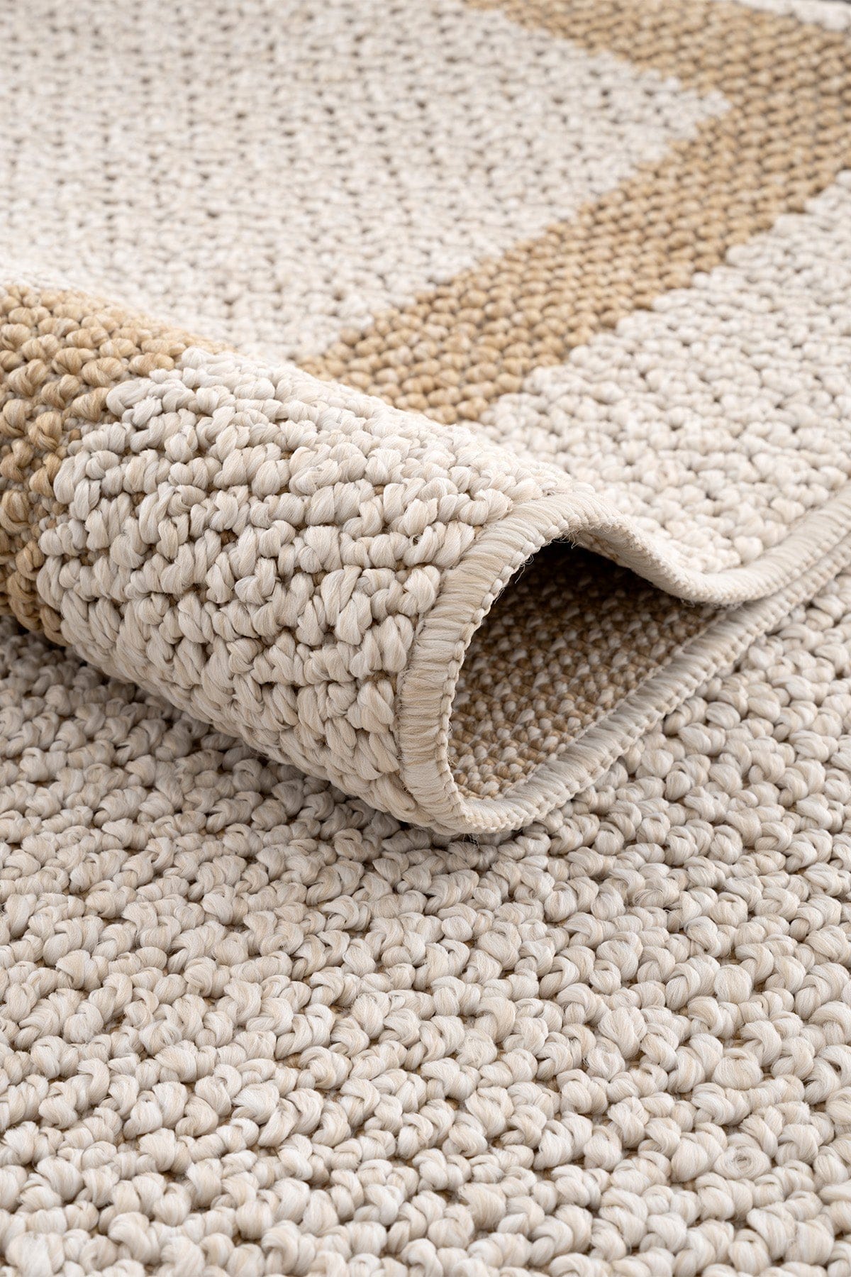 Retro Plain Krem Natural Bordürlü Halı A3234A