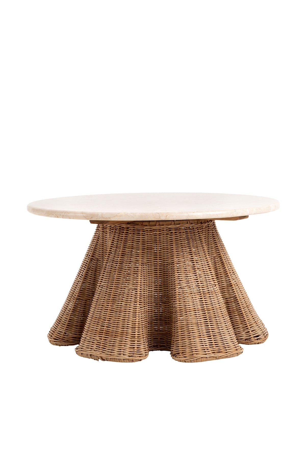 Savia Demir ve Rattan Örme Ayaklı Mermer Masa 120cm 10119