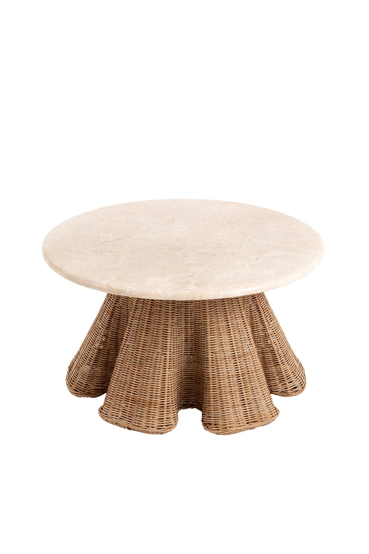 Savia Demir ve Rattan Örme Ayaklı Mermer Masa 70 cm 10116