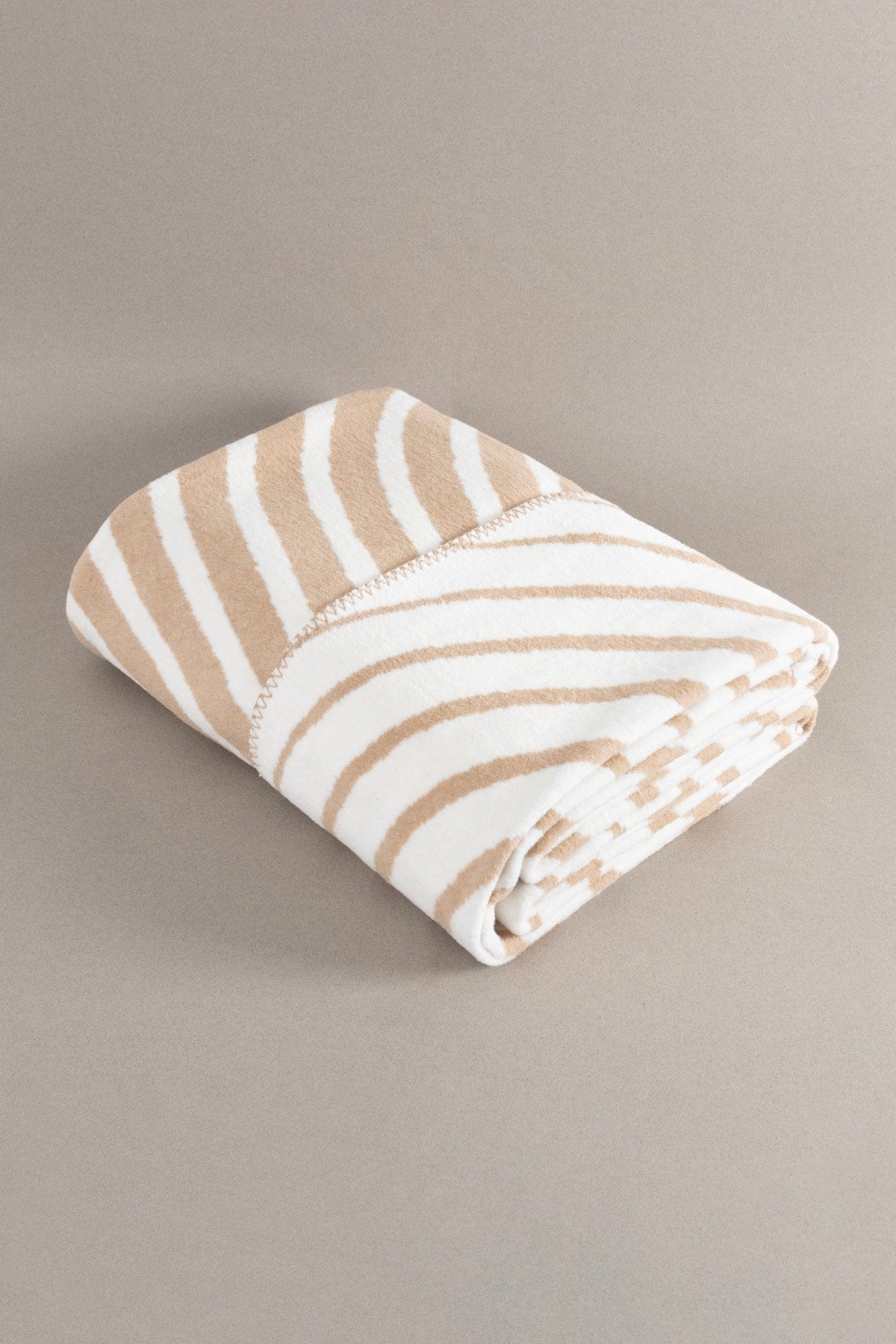 Twin Battaniye Soft Pamuklu Çift Kişilik Battaniye Kahve Krem 200 x 220 5036A