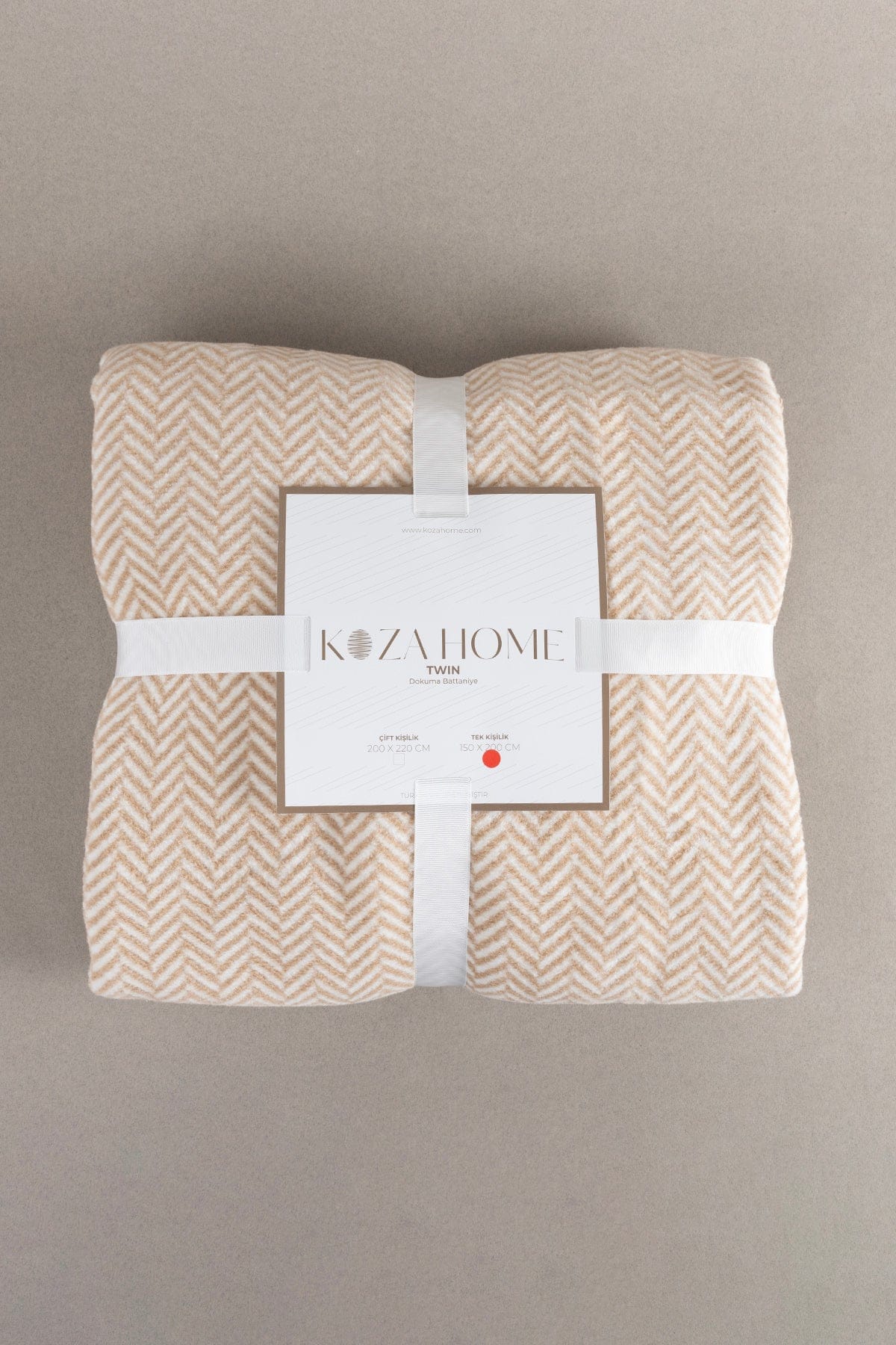 Twin Battaniye Soft Pamuklu Tek Kişilik Battaniye Kahve Krem 150 x 200 5016A